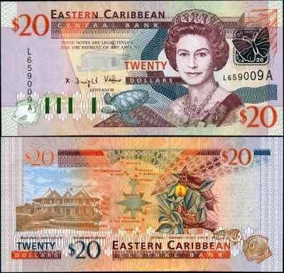 Восточные Карибы (Антигуа). 20 долларов (Unc) 2003
