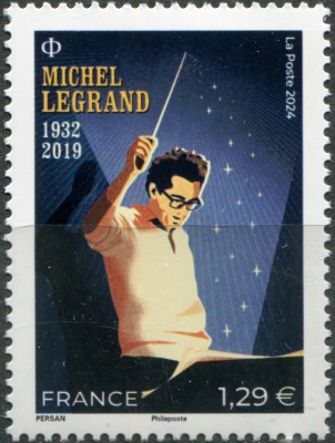 Франция. 2024. Мишель Легран, композитор и музыкант (Почтовая марка. MNH OG)