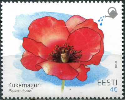 Эстония. 2021. Мак самосейка (Papaver rhoeas) (Почтовая марка. MNH OG)