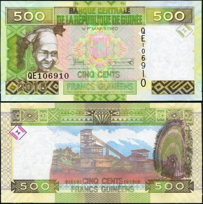 Гвинея. 500 франков (Unc) 2015