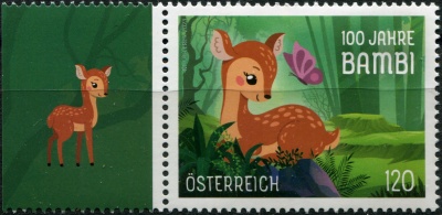 Австрия. 2023. 100-летие Бэмби (III) (Почтовая марка. MNH OG)