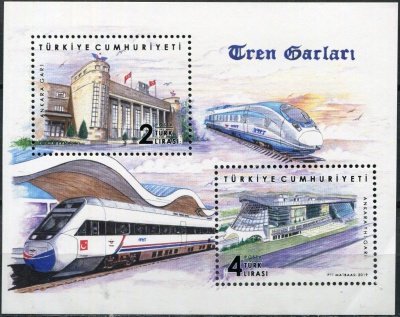 Турция. 2019. Железнодорожные вокзалы. Анкара (Почтовый блок. MNH OG)
