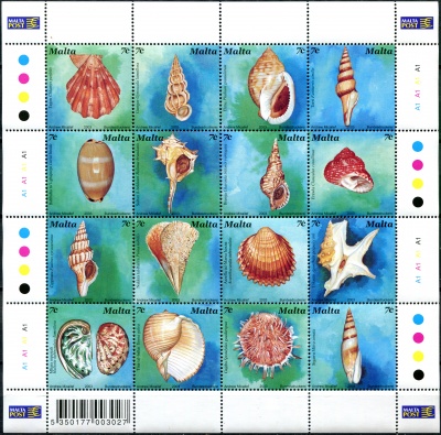 Мальта. 2003. Ракушки и морские улитки (Лист. MNH OG)