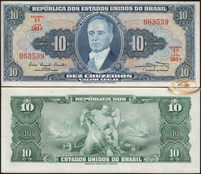 Бразилия. 10 крузейро (Unc) 1961