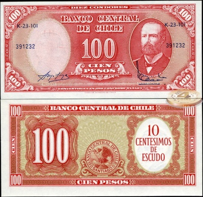 Чили. 10 центезимо (Unc. Надпечатка) 1961