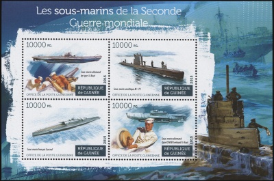 Гвинея. 2015. Подводные лодки Второй Мировой Войны. Выпуск 1 (Блок. MNH OG)