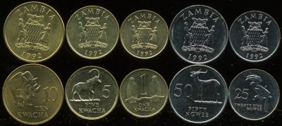Замбия. Набор №1 (5 монет) 1992