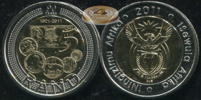 ЮАР. 5 ранд. 2011 (Unc. Биметалл)