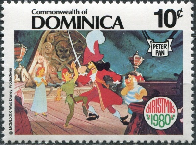 Доминика. 1980. Питер Пэн сражается с капитаном Крюком (Почтовая марка. MNH OG)