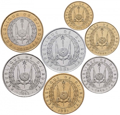 Джибути. Набор №5 (7 монет. 1 биметалл) 1991-2013