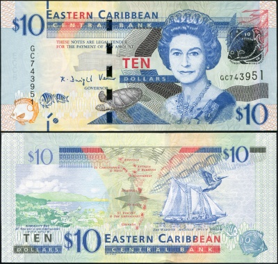 Восточные Карибы. 10 долларов (Unc) 2015