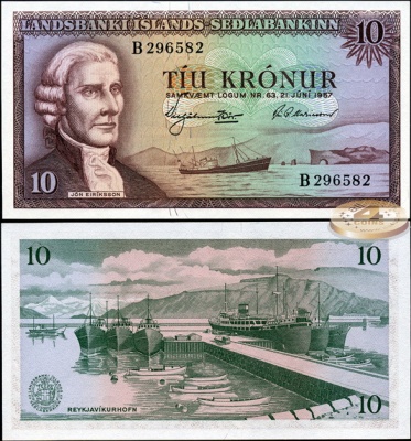 Исландия. 10 крон (Unc) 1957