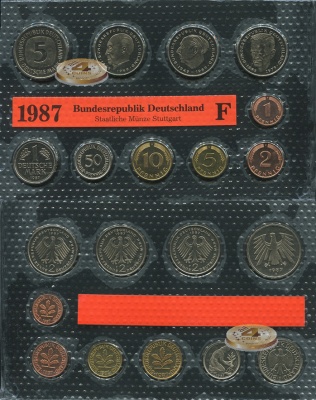 Германия (ФРГ). Официальный набор (Unc. 10 монет) 1987.F