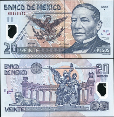Мексика. 20 песо (Unc. Пластик) 2005
