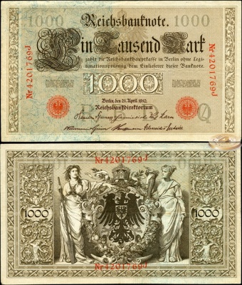 Германия [Кайзер рейх]. 1000 марок (VF) 1910