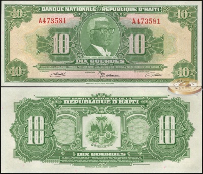 Гаити. Банкнота 10 гурдов. L.1919 (1971). Unc. Бумага. Кат# P.203a