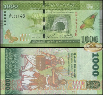Шри-Ланка. Банкнота 1000 рупий. 01.01.2010(2011). Unc. Бумага. Кат.# P.127a