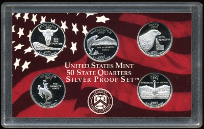 США. Набор квотеров из серии "50 штатов" (Proof. Серебро) 2007