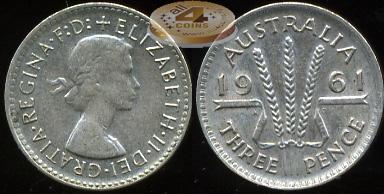Австралия. 3 пенса. 1961 (aXF. Серебро)