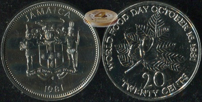 Ямайка. 20 центов. 1981 (Unc)