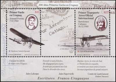Уругвай. 2010. 100 лет первому полету человека в Уругвае (М.Лист. MNH OG)