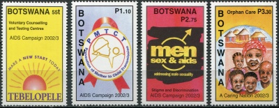 Ботсвана. 2002. Кампания по борьбе со СПИДом (Серия Почтовых марок. MNH OG)
