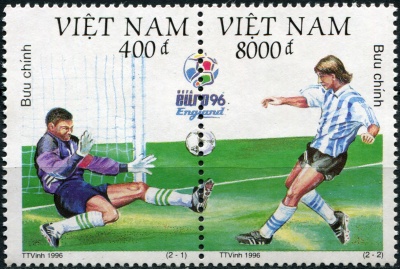 Вьетнам. 1996. Чемпионат Европы по футболу, Англия (Сцепка. MNH OG)
