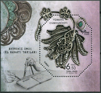 Турция. 2021. Ювелирные изделия ручной работы (Почтовый блок. MNH OG)