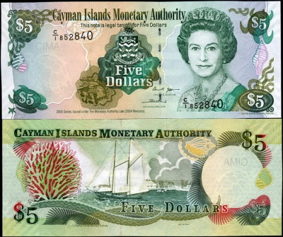 Каймановы о-ва. 5 долларов (Unc) 2005