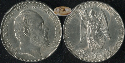 Германия (Вюртемберг). Ферайнталер. 1871 (aUnc. Серебро)