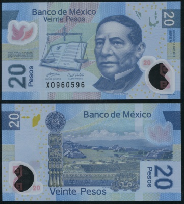 Мексика. 20 песо (Unc. Пластик) 2010