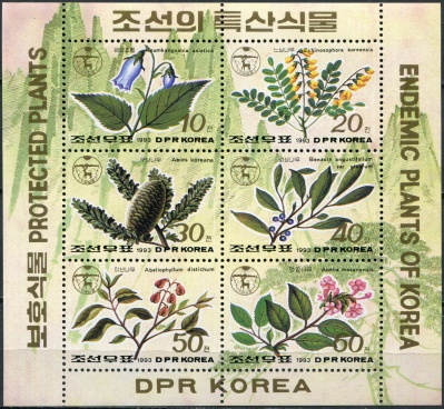 КНДР. 1993. Корейские растения (Малый лист. MNH OG)