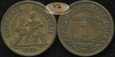 Франция. 1 франк. 1925 (VF)