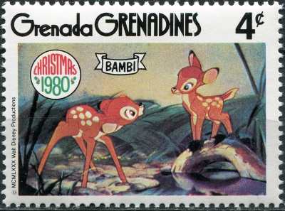 Гренада Гренадины. 1980. Бэмби и Фалина (Почтовая марка. MNH OG)