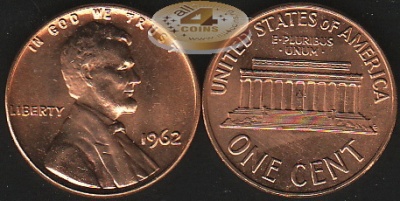 США. 1 цент. 1962 (Unc)