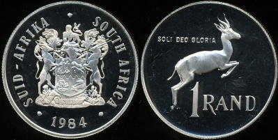 Южная Африка. 1 ранд. 1984 (Proof. Серебро)