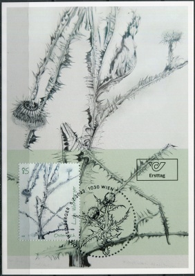 Австрия. 2022. "Татарник колючий" (1995), Лоис Вайнбергер (Картмаксимум. Mint)