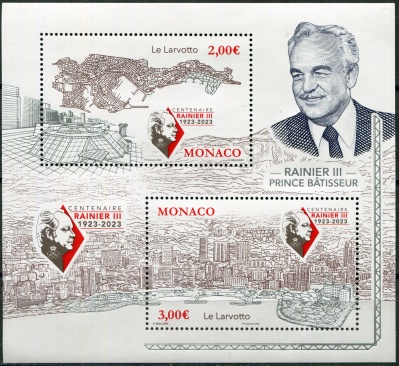 Монако. 2023. Столетие Ренье III: Ларвотто (Почтовый блок. MNH OG)