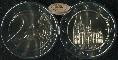 Германия. 2 евро. 2011.A (Unc. Биметалл)
