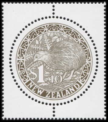 Новая Зеландия. 2000. Круглая марка Золотой Киви (Почтовая марка. MNH OG)