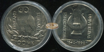 Финляндия. 100 марок. 1990 (Unc. Серебро)