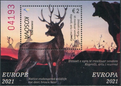 Косово. 2021. Вымирающие виды (Почтовый блок. MNH OG)