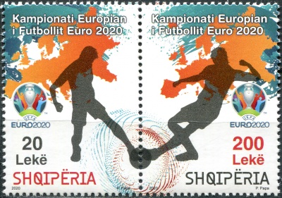 Албания. 2020. Чемпионат Европы по футболу 2020 (Сцепка. MNH OG)