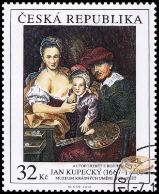 Чехия. 2012. Автопортрет с семьей. 1719. Ян Купецкий  [1667-1740] (Почтовая марка. CTO Гашеная)