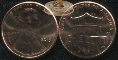 США. 1 цент. 2013.P (Unc) Lincoln Cent. Реверс щита