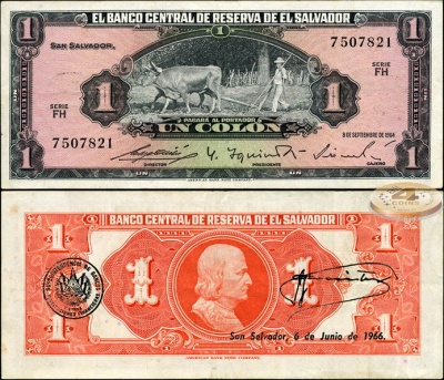 Сальвадор. 1 колон (aUnc) 1966