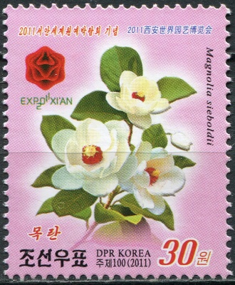 КНДР. 2011. Магнолия Зибольда (Почтовая марка. MNH OG)