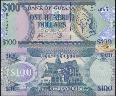 Гайана. Банкнота 100 долларов. ND(2012). Unc. Бумага. Кат.# P.36c