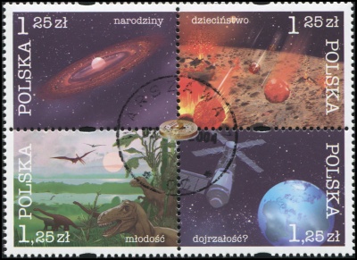 Польша. 2004. Космическая история Земли (Квартблок. CTO Гашеная)