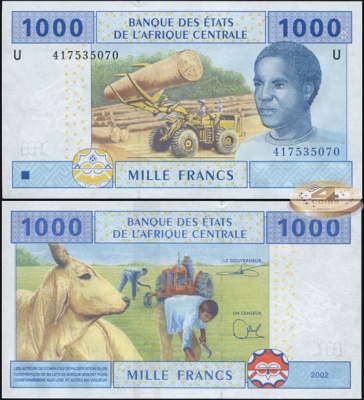 Камерун (КФА Центр). 1000 франков (Unc) 2002